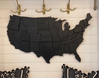 Black Wooden USA Wall Art