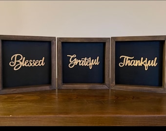 Fall Signs 3 Pack - Blessed Grateful Thankful