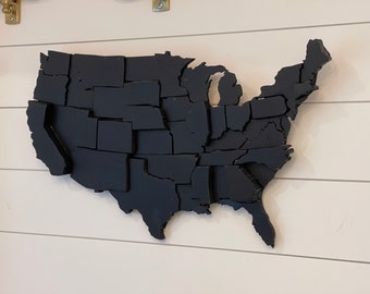 Wooden USA Wall Art - Black Color Small