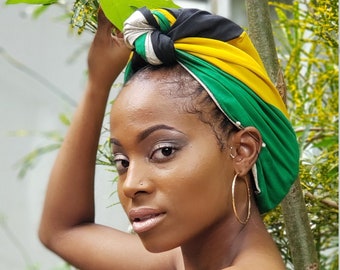 2-in-1 Jamaican Colored Head Wrap