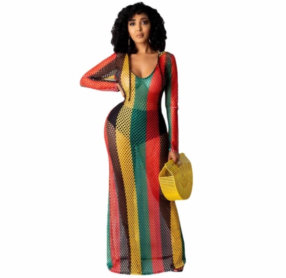 Sexy Rasta Long Crochet Cover-up for 