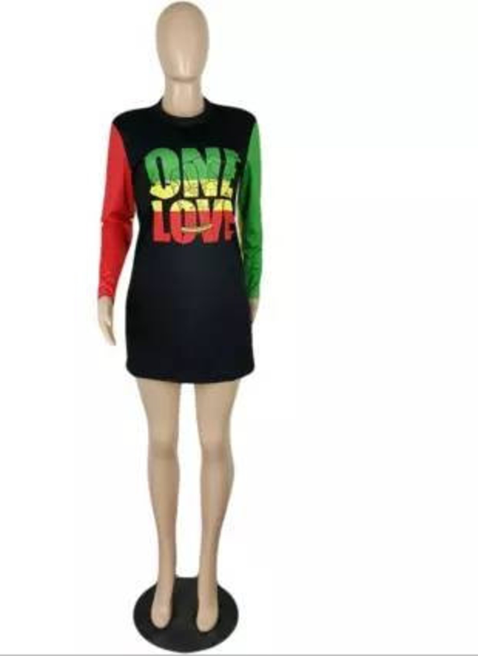 One Love Rasta Mini Long Sleeve Dress - Etsy