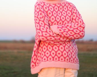VESNA knitted sweater PRIADKA, norwegian fair-isle, wool alpaca silk, Wool Scandinavian pullover, Nordic ski jumper, Slavic inspired pattern