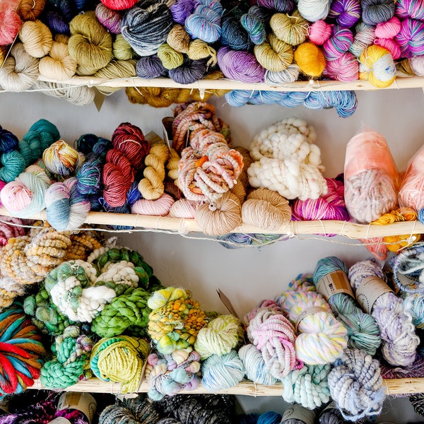 WEAVERS PACK - mixed Handspun art yarn + hand dyed yarn / yarn bundles, weaving yarn, knitting yarn, random selection, bargain purchase