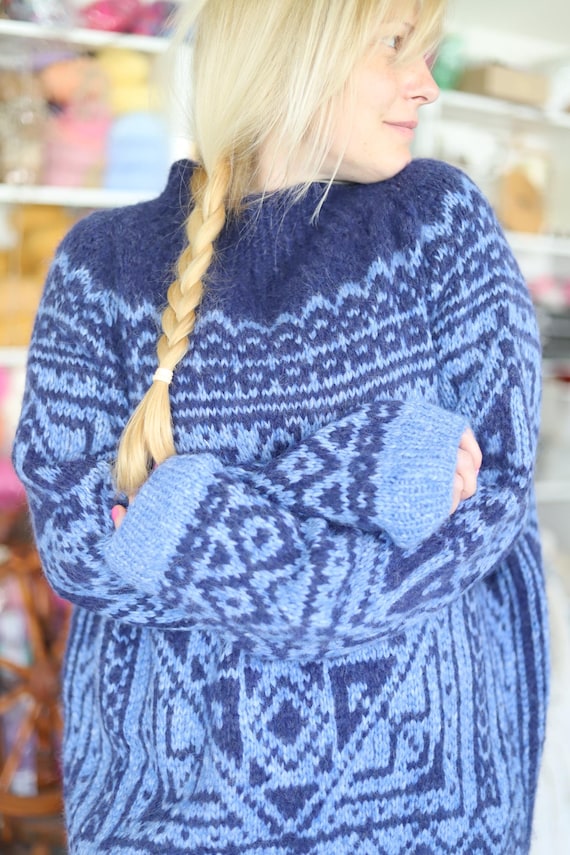 PRIADKA Hand-knitted Sweater, Norwegian Fair-isle, Icelandic, Wool
