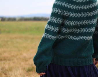 PRIADKA ARROWS hand-knitted sweater, norwegian fair-isle, Icelandic, wool alpaca, Wool Scandinavian pullover,Traditional Nordic ski jumper