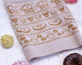 Good morning, beige and brown,knitted cowl,Norwegian fair-isle pattern,Wool alpaca,Nordic neck warmer,Winter wool