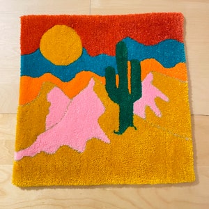 Desert Wall hanging, tufted wall piece, colorful tufted wall hanging, Arizona wall hanging, Punch needle, Tufted, Tufting