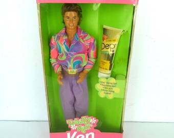 Vintage 1991 Barbie Ken Totally Hair Doll w/Dep Tube