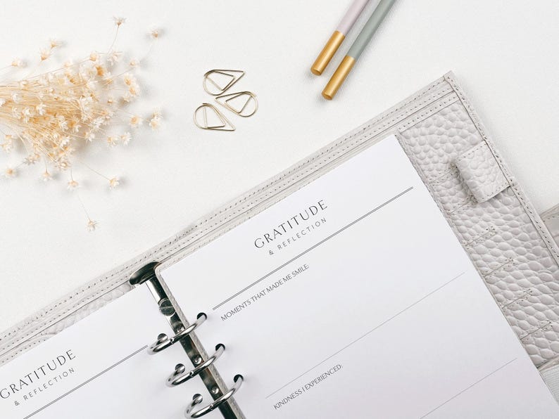 A5 Printed Gratitude and Reflection Pages | Daily Mindfulness | Positivity | Diary Refill Pages | Planner Inserts
