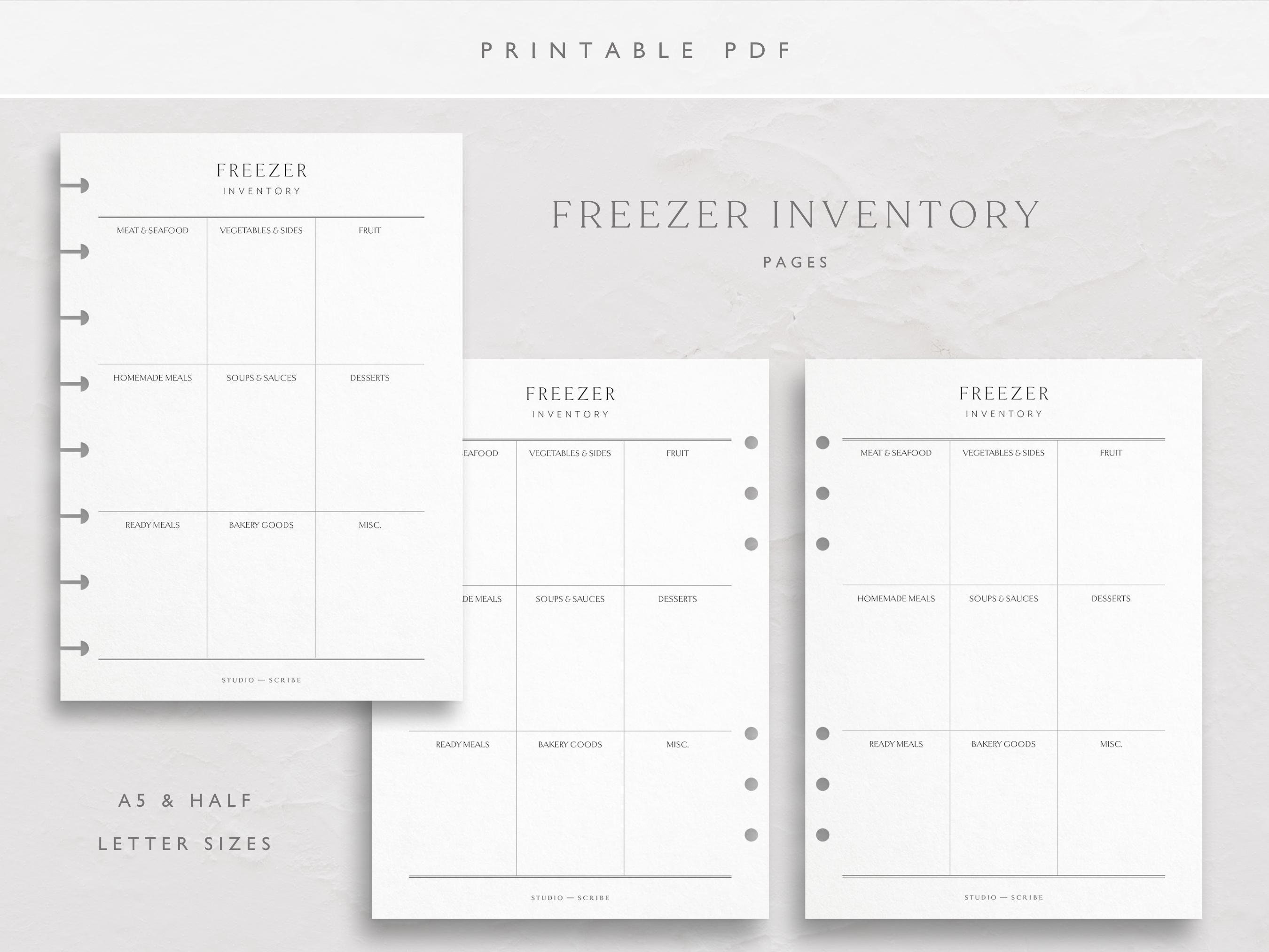 Printable Freezer Inventory Pages Print at Home Freezer Contents Record ...