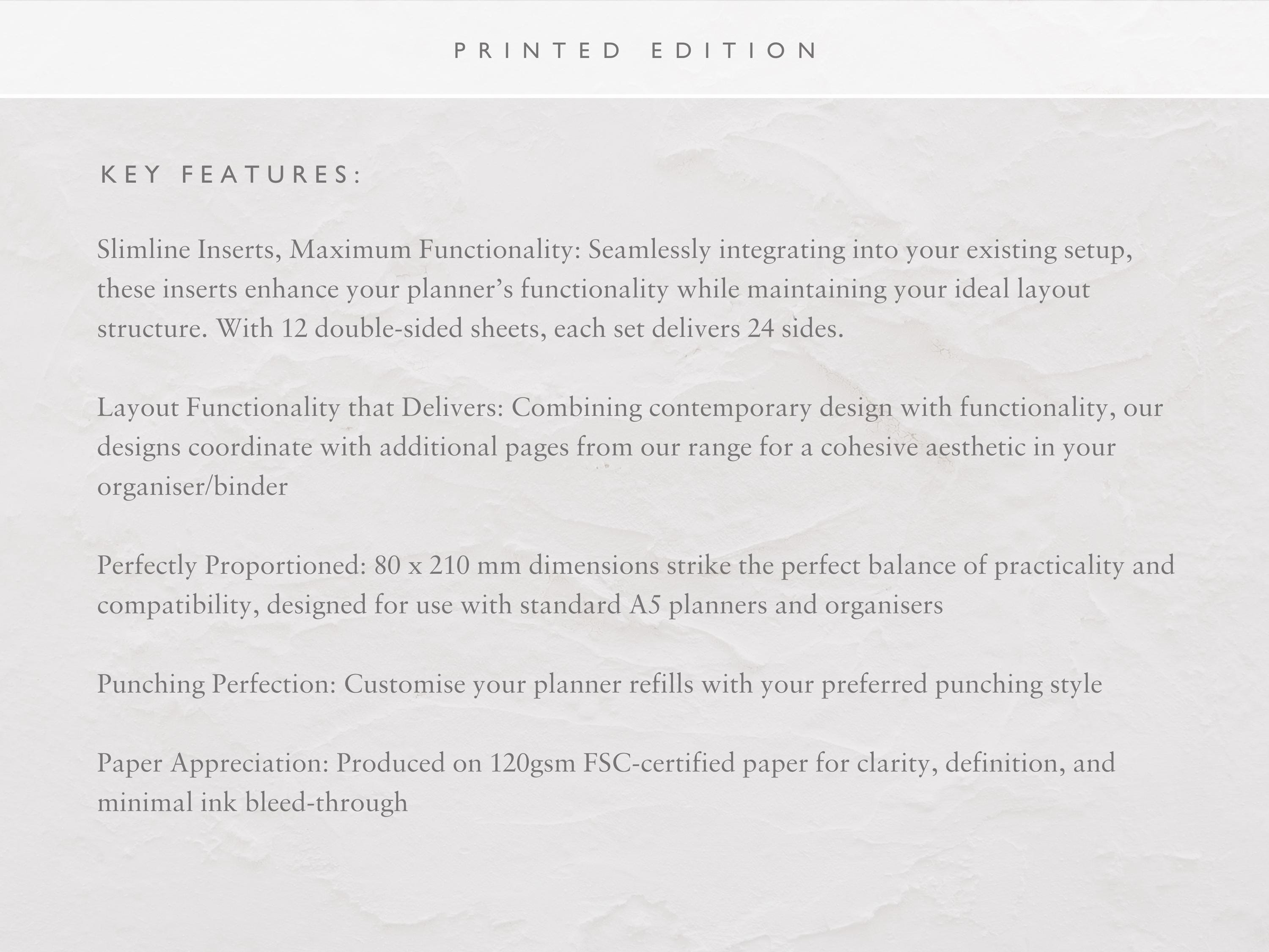 A5 Slimline to Do List Planner Inserts | Printed Half Page Checklist ...