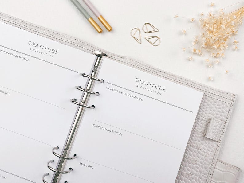 A5 Printed Gratitude and Reflection Pages | Daily Mindfulness | Positivity | Diary Refill Pages | Planner Inserts