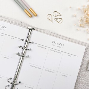A5 Freezer Contents/Inventory Planner Inserts | Printed Meal Planning Refill Pages for Personal Organisers