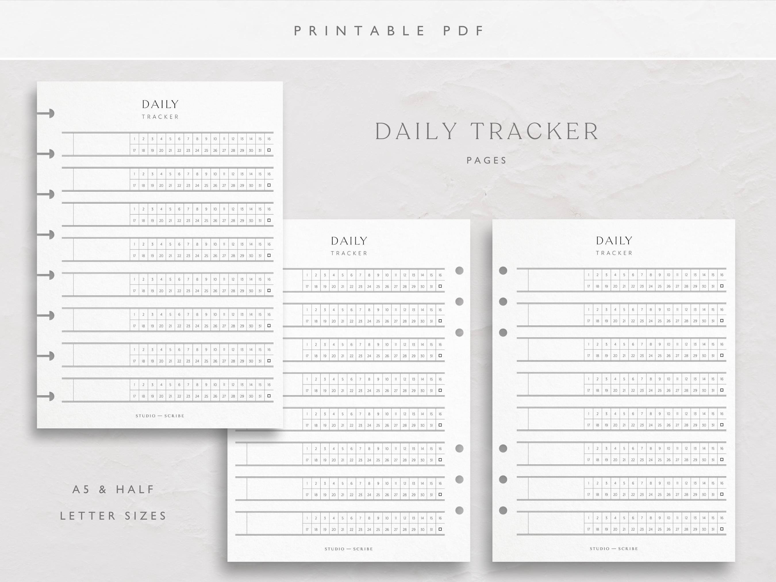 Printable Planner Daily Habit Tracker Pages Daily Tracker PDF Progress ...