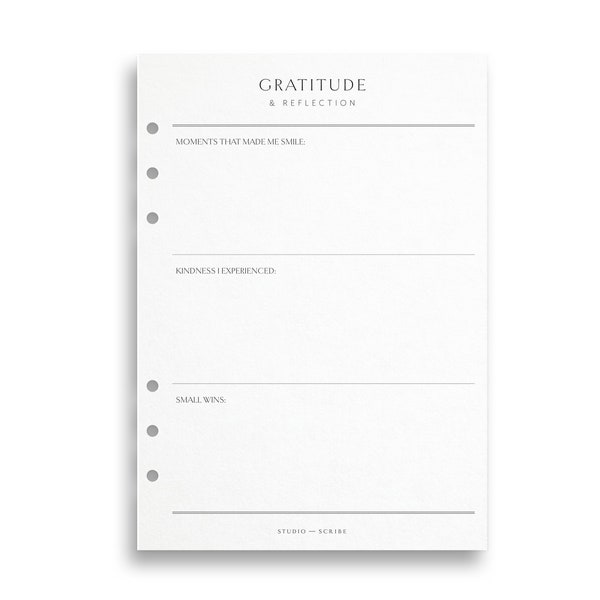 A5 Printed Gratitude and Reflection Pages | Daily Mindfulness | Positivity | Diary Refill Pages | Planner Inserts