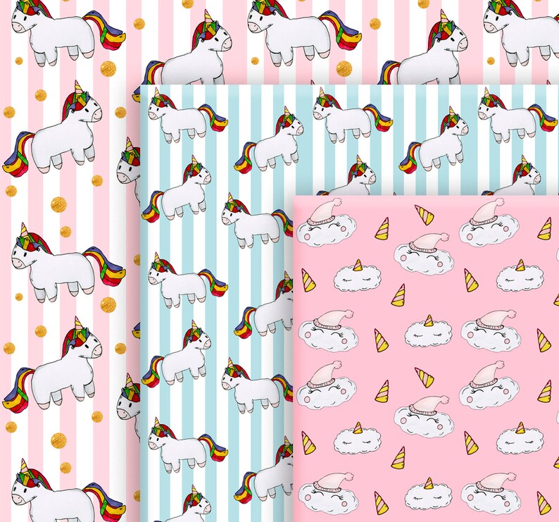 Unicorn Digital Paper Unicorn Pattern Rainbow Pattern | Etsy