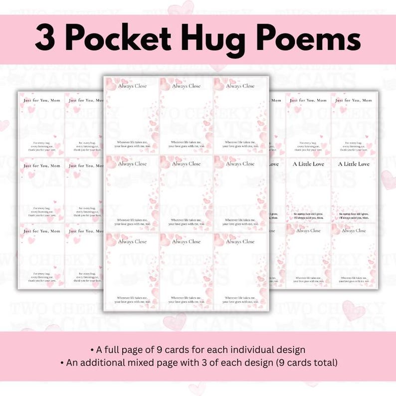 Mom Pocket Hug Poems – Watercolor Heart Keepsake (digital Download) - Etsy