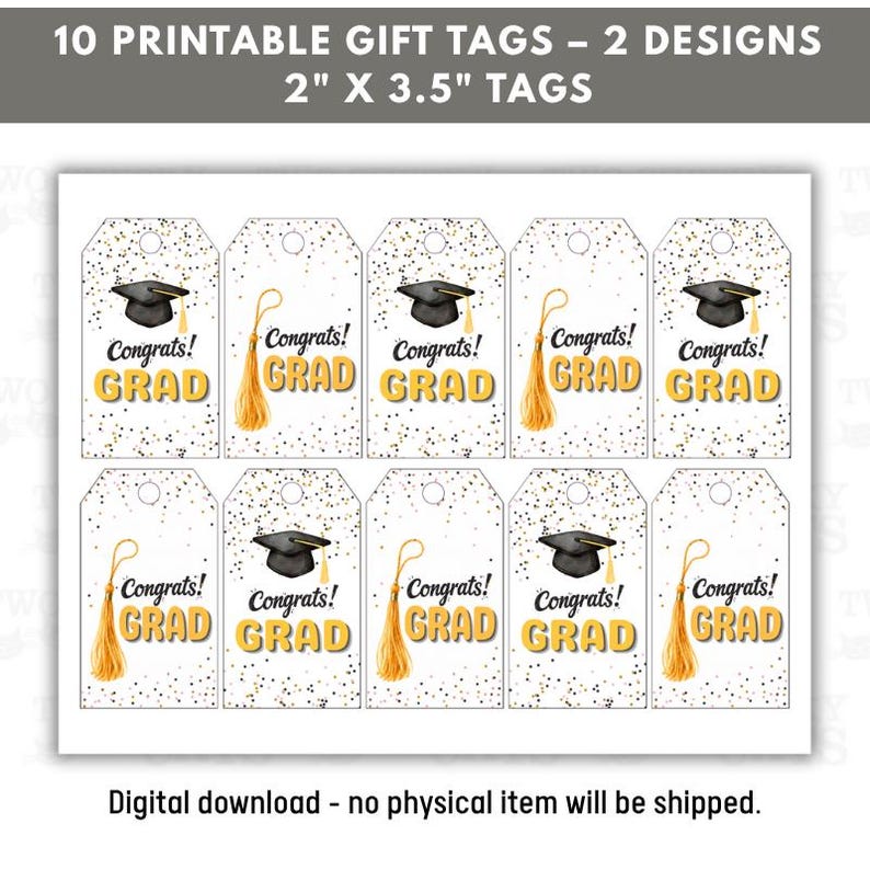 Graduation Gift Tags Printable, Congrats Grad Tags, Graduation Party ...
