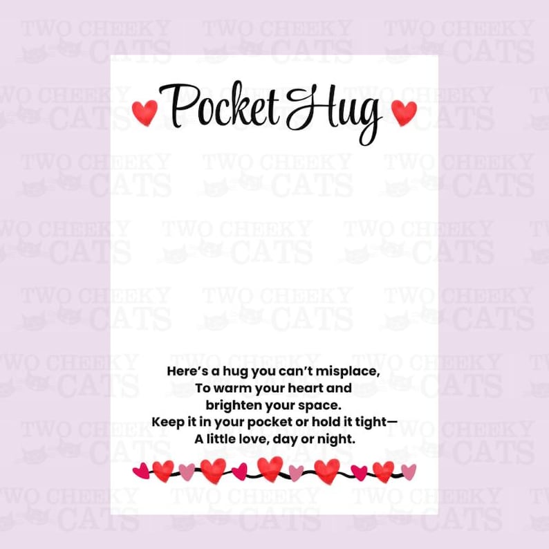Pocket Hug Poem Cards – Heart-themed Prints - Instant Download - Etsy