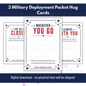 Military Deployment Pocket Hugs, Deployment Gift, Military Care Package, Long Distance Pocket Hug Cards (Instant Download PDF)