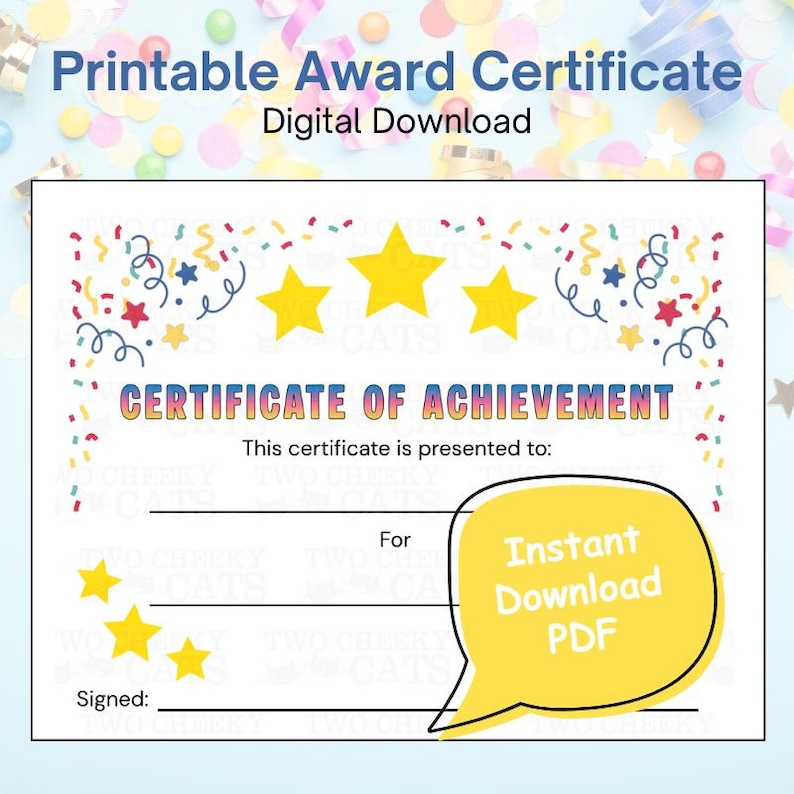Printable Certificate of Achievement for Kids – Colorful Reward ...