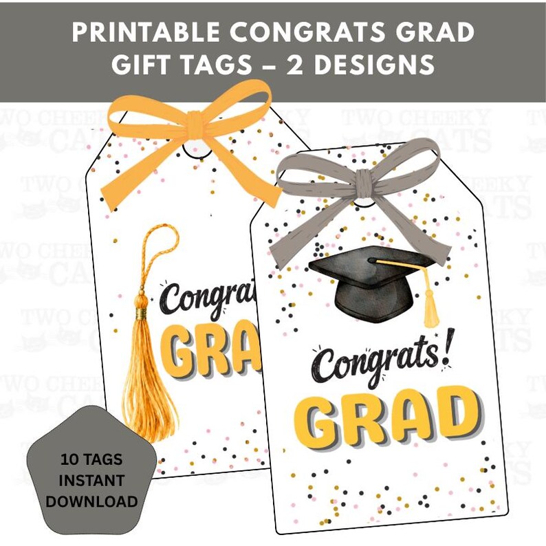 Graduation Gift Tags Printable, Congrats Grad Tags, Graduation Party ...