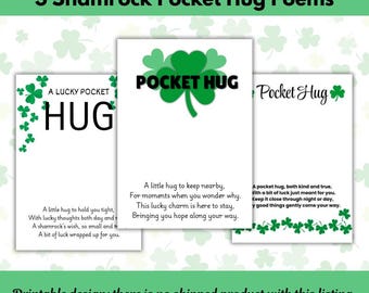Cartes Shamrock Pocket Hug – Poèmes imprimables pour la Saint-Patrick (téléchargement PDF)