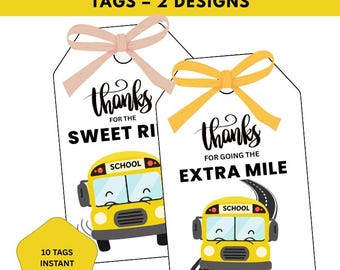 Etichette regalo stampabili per autisti di autobus, ringraziamento e apprezzamento (download immediato)