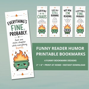 Funny Reader Bookmarks, Book Lover Humor, Chaotic Reading Bookmark Set, Printable Bookmarks (Instant Download)