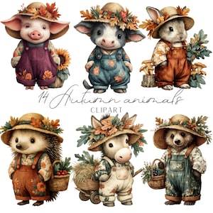 14 images clipart animaux du jardin d'automne en téléchargement numérique, images de décoration d'automne mignonnes, motifs décoratifs pour projets de bricolage et impression de dosettes de haute qualité