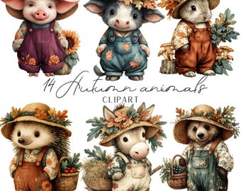 14 Autumn garden animals clipart digital download cute autumn decor images decorative motifs for diy projects and pod printing high quality