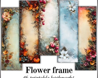 16 Flower frame bookmarks to print out. They make great gifts or just a treat for yourself. High-resolution PNG file. All seasons