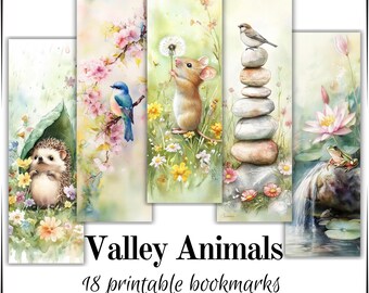 Beautiful bookmark nature animal design cute printout at home digital download watercolor style image gift high quality 300 dpi