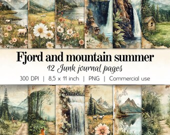 12 Junk Journal pages beautiful designs for journals or printing pages for scrapbooking or making cards hight quality instant download pdf