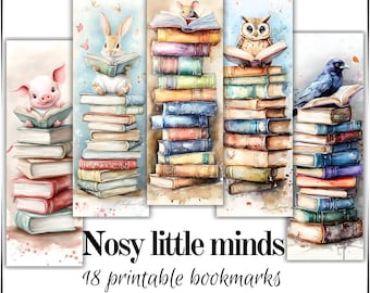 Cute gift for booklovers stack of books bookmark for printouts for work at home moms creative project for crafters new animal Clipart