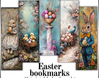 16 Easter bookmarks shabby chic designs for printing gifts or making cards high-quality paper craft instant download pdf commercial use