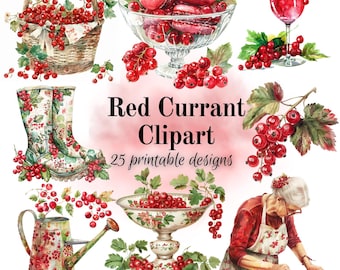 Red currant clipart for journals or scrapbooking 25 designs to download print out for work projects at home transparent and white background