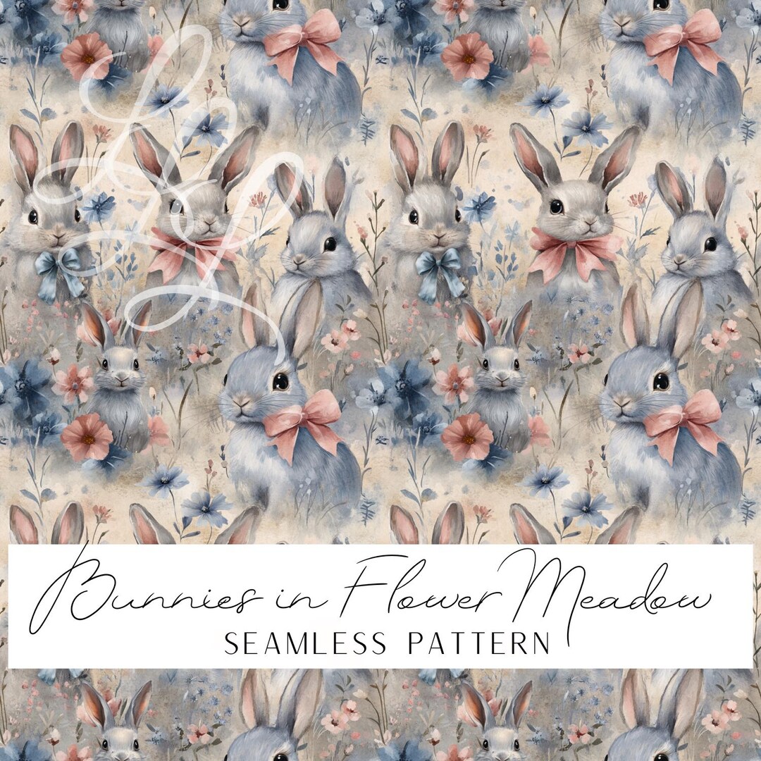 Bunny Seamless Pattern | Watercolor Rabbit Floral Digital Paper | Cute ...