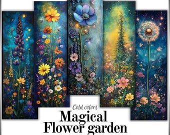 16 bookmark designs Magical flower garden for gifts or making cards printing high-quality bookmarks instant download pdf commercial use