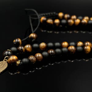 Men's Tiger's eye Beaded Necklace Black Onyx Gemstone Necklace Gift for Men Men Bead Necklace Men's Jewelry Gift for Him Crystal Necklace