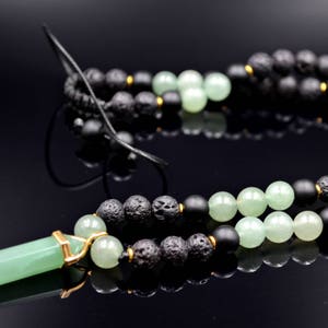 Men&#39;s Aventurine Necklace Pendant Necklace Crystal Necklace Beaded Necklace Lava Stone Necklace Gemstone Necklace Gift for Men Jewelry