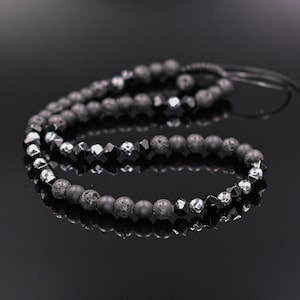 Men&#39;s Raw Agate Short Necklace Hematite Necklace Onyx Beaded Necklace Gift for Men Surfer Necklace Gemstone Crystal Necklace Lava Necklace