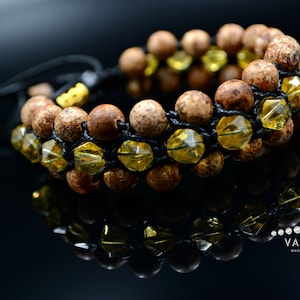 Herren Citrin Triple Bead Armband Achat Armband Geschenk für Männer Birthstone Armband 3 Reihiges Armband Dreireihiges Armband Makramee Armband