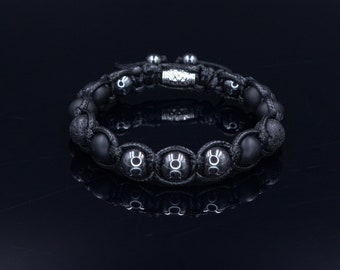 Men&#39;s Bracelet Stone Bracelet Hematite Bracelet Gemstone Beaded Bracelet Onyx Bracelet Black Lava Bracelet Lava Stone Bracelet Macrame