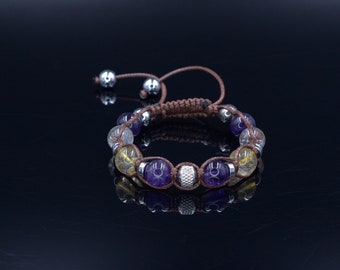Women's Amethyst Bracelet - Quartz Crystal Beaded Bracelet - Gift for Woman - Adjustable Macrame Bracelet - Mother's Day Gift - Women's Gift