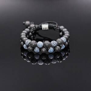 Double Macrame Bracelet Men's Bracelet Gemstone Bracelet Lava Stone Bracelet Beaded Bracelet Macrame Bracelet Frost Agate Bracelet Armband image 1