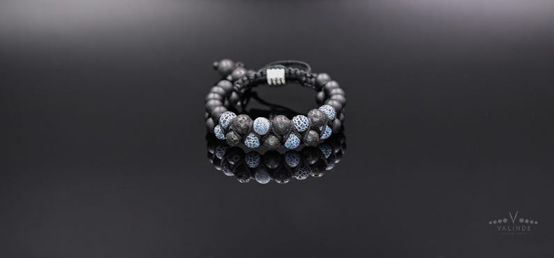 Double Macrame Bracelet Men's Bracelet Gemstone Bracelet Lava Stone Bracelet Beaded Bracelet Macrame Bracelet Frost Agate Bracelet Armband image 1