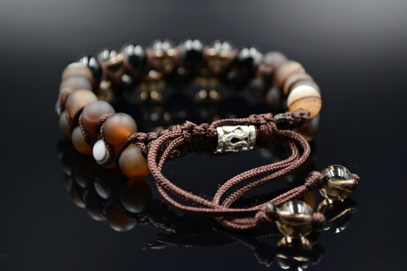 Men's Bracelet Double Crystal Bracelet Agate Bracelet Beaded Bracelet Gemstone Bracelet Smoky Quartz Bracelet Gift for Men Stone Bracelet image 9