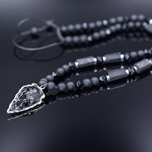 Colar de proteção masculino, colar com pingente de turmalina negra, colar ajustável de ônix e ágata, colar longo com contas de pedra, presente para homens